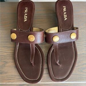 Prada Dark Brown Leather Women’s Sandals